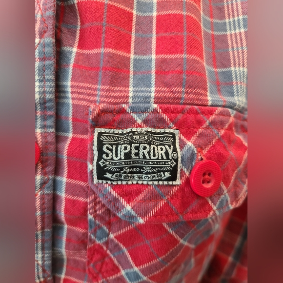 Superdry Plaid Fitted Button Up Shirt sz Small - Picture 2 of 9